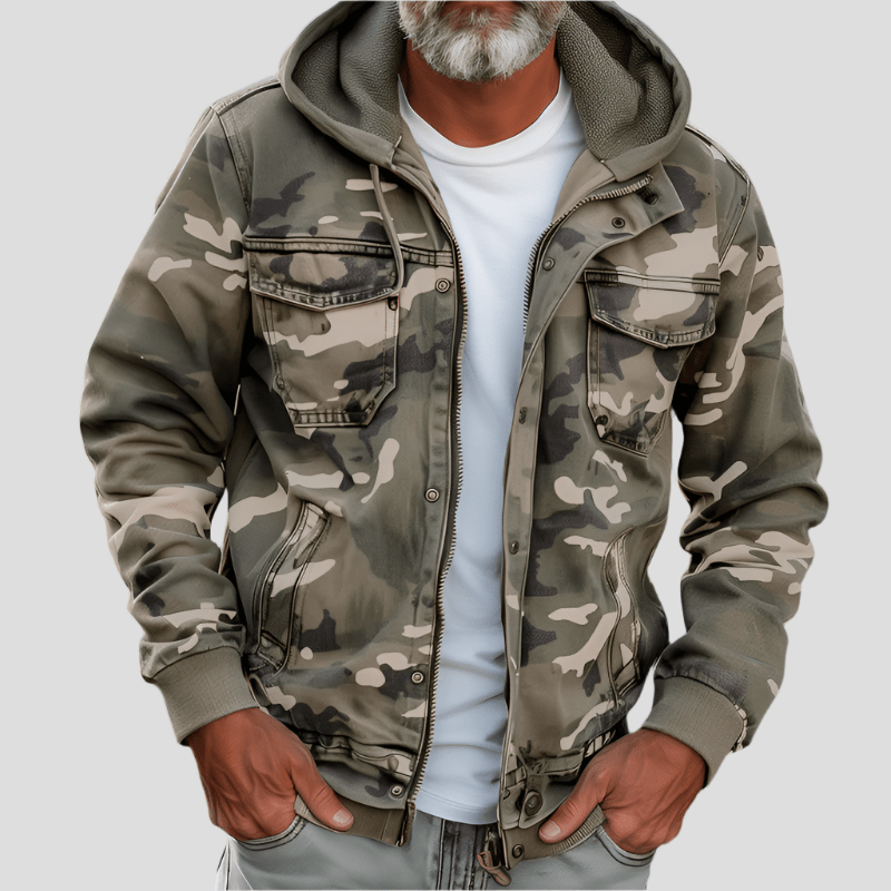 Hoodie met Camouflagepatroon en Cargozakken voor Mannen | Ideaal voor Lente en Herfst