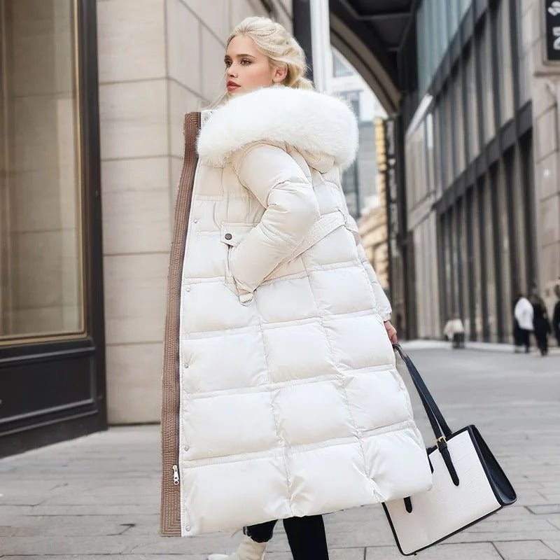 Dames Lange Pufferjas met Bontafwerking | Volledige Winterjas | Warme Gevoerde Ontwerp