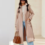 Dames Herfst/Winter Jas | Met Klassieke Kraag en Langemouwen | Getailleerde Mantel met Voering