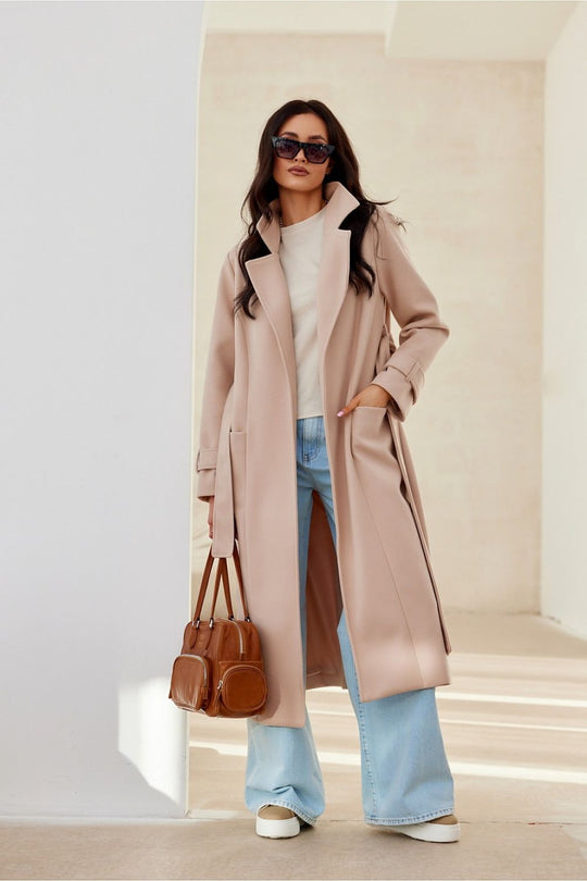 Dames Herfst/Winter Jas | Met Klassieke Kraag en Langemouwen | Getailleerde Mantel met Voering