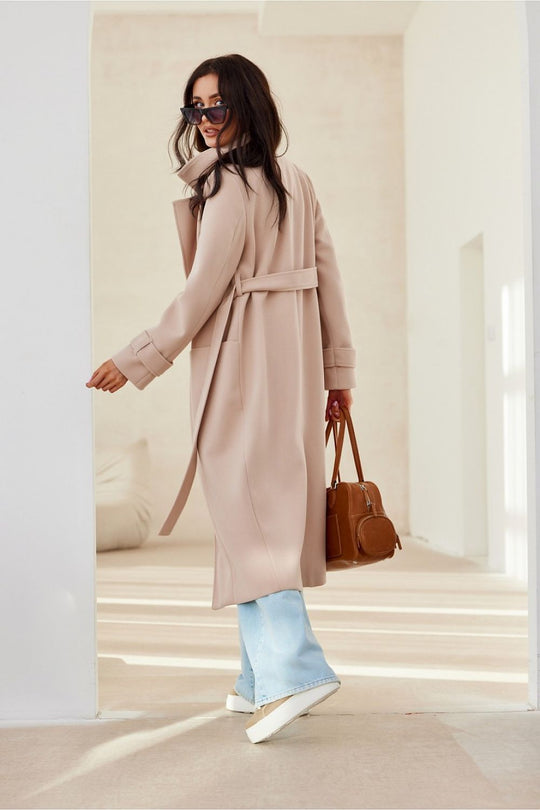 Dames Herfst/Winter Jas | Met Klassieke Kraag en Langemouwen | Getailleerde Mantel met Voering