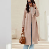 Dames Herfst/Winter Jas | Met Klassieke Kraag en Langemouwen | Getailleerde Mantel met Voering