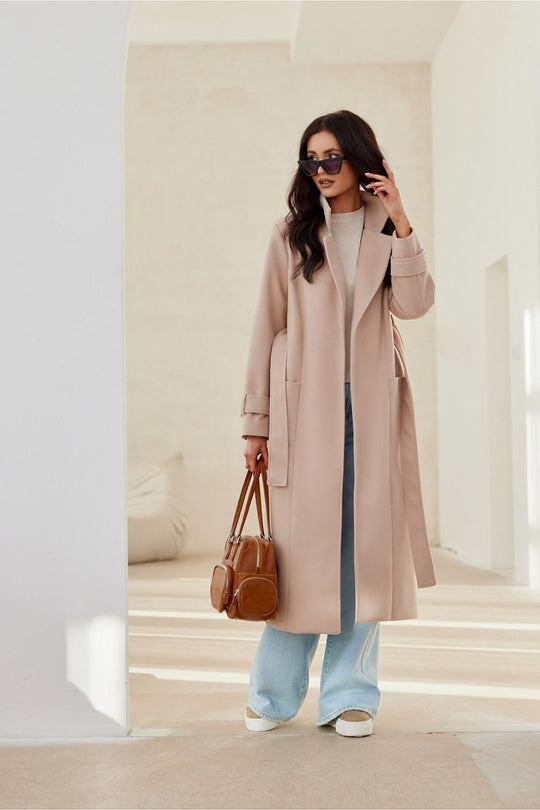 Dames Herfst/Winter Jas | Met Klassieke Kraag en Langemouwen | Getailleerde Mantel met Voering