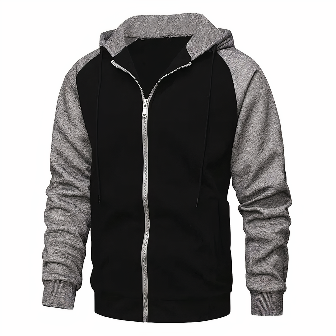 Heren Sportieve Zip-Up Hoodie met Trekkoordkap en Raglan Mouwen