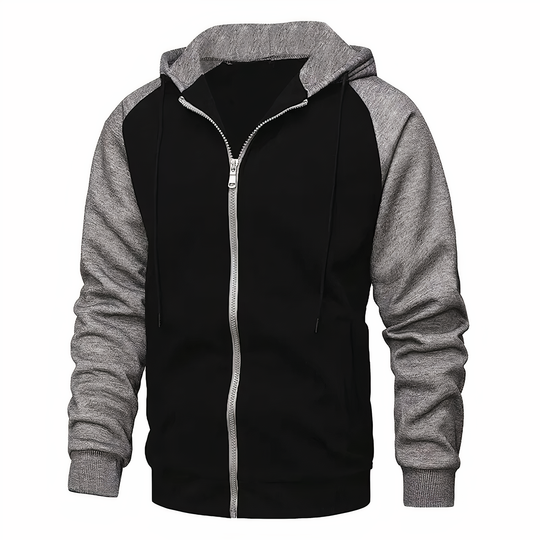 Heren Sportieve Zip-Up Hoodie met Trekkoordkap en Raglan Mouwen