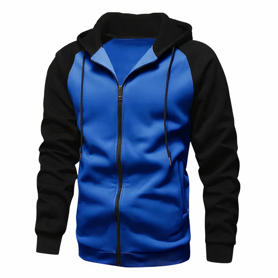 Heren Sportieve Zip-Up Hoodie met Trekkoordkap en Raglan Mouwen