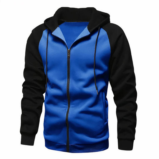 Heren Sportieve Zip-Up Hoodie met Trekkoordkap en Raglan Mouwen