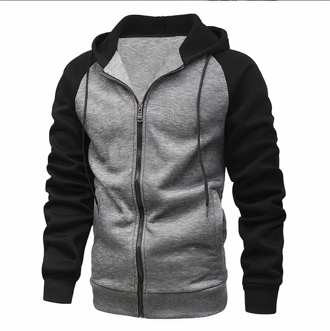 Heren Sportieve Zip-Up Hoodie met Trekkoordkap en Raglan Mouwen