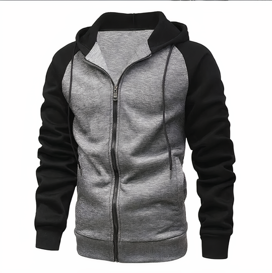 Heren Sportieve Zip-Up Hoodie met Trekkoordkap en Raglan Mouwen