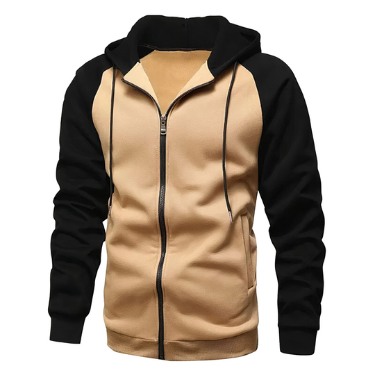 Heren Sportieve Zip-Up Hoodie met Trekkoordkap en Raglan Mouwen