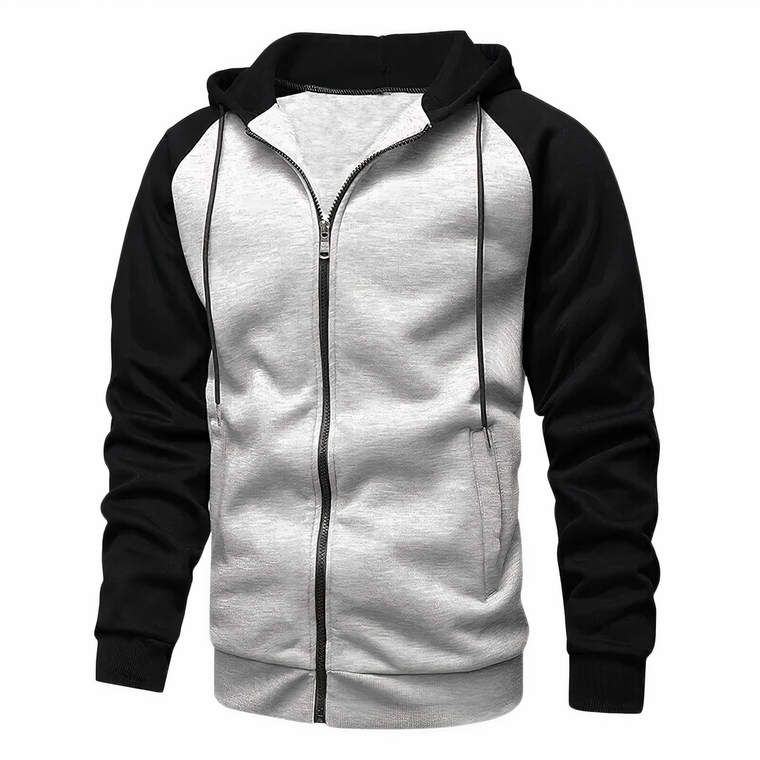Heren Sportieve Zip-Up Hoodie met Trekkoordkap en Raglan Mouwen