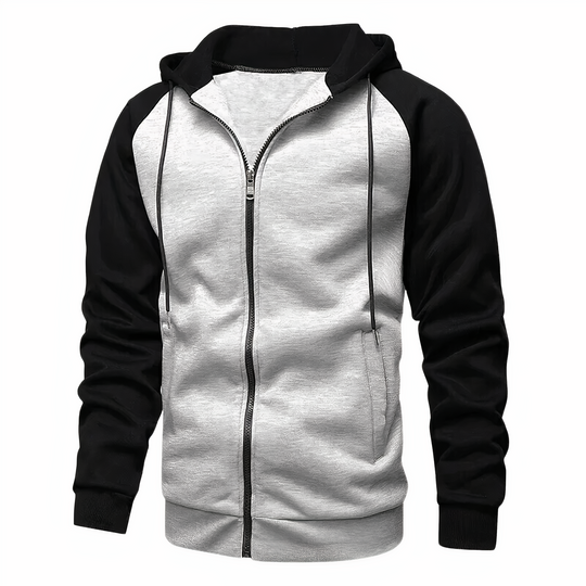 Heren Sportieve Zip-Up Hoodie met Trekkoordkap en Raglan Mouwen