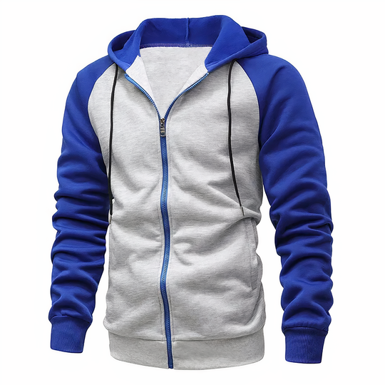Heren Sportieve Zip-Up Hoodie met Trekkoordkap en Raglan Mouwen