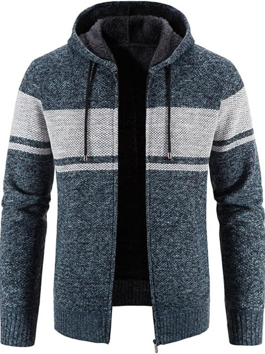 Heren Zip-Up Hoodie Cardigan met Gevoerde Binnenkant en Koordkap