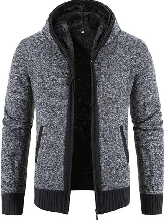 Heren Zip-Up Hoodie Cardigan met Gevoerde Binnenkant en Koordkap