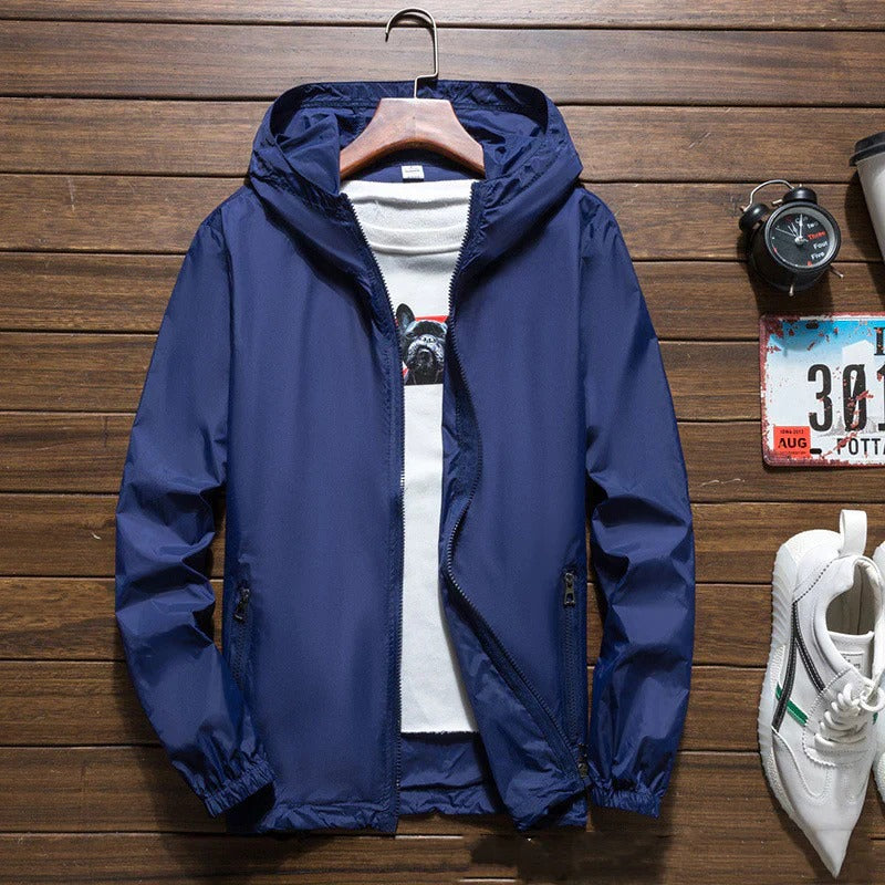 Lichte Waterdichte Windbreaker Jas voor Mannen | Met Kap & Ritssluiting | Bescherming tegen Wind en Regen