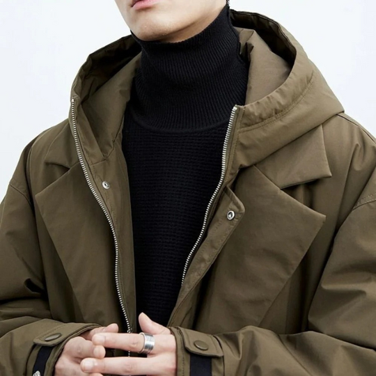 Heren Lange Waterdichte Puffer Trench Coat | Met Capuchon | Warme & Beschermende Winterjas