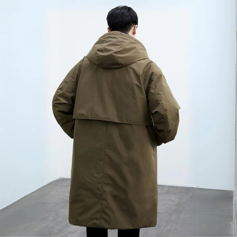 Heren Lange Waterdichte Puffer Trench Coat | Met Capuchon | Warme & Beschermende Winterjas