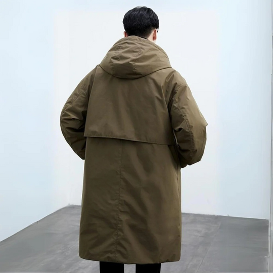 Heren Lange Waterdichte Puffer Trench Coat | Met Capuchon | Warme & Beschermende Winterjas