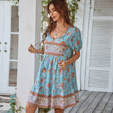 Zomer dames boho jurk met bloemenpatroon