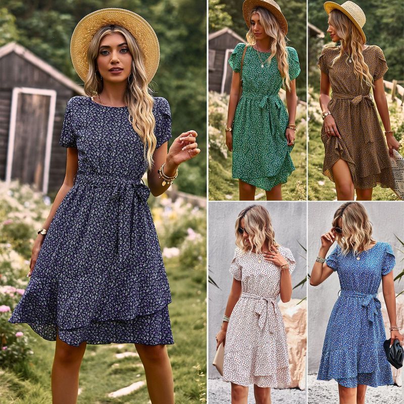 Elegante zomerjurk voor dames met tailleband