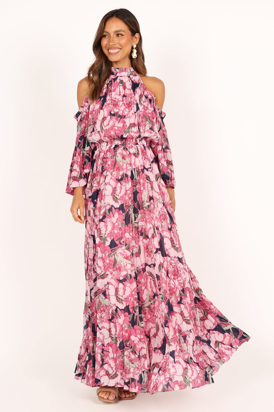 Hilary Plissé Maxi Jurk - Roze Bloemen