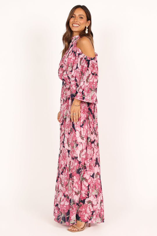 Hilary Plissé Maxi Jurk - Roze Bloemen