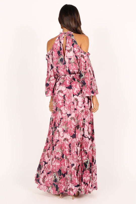 Hilary Plissé Maxi Jurk - Roze Bloemen