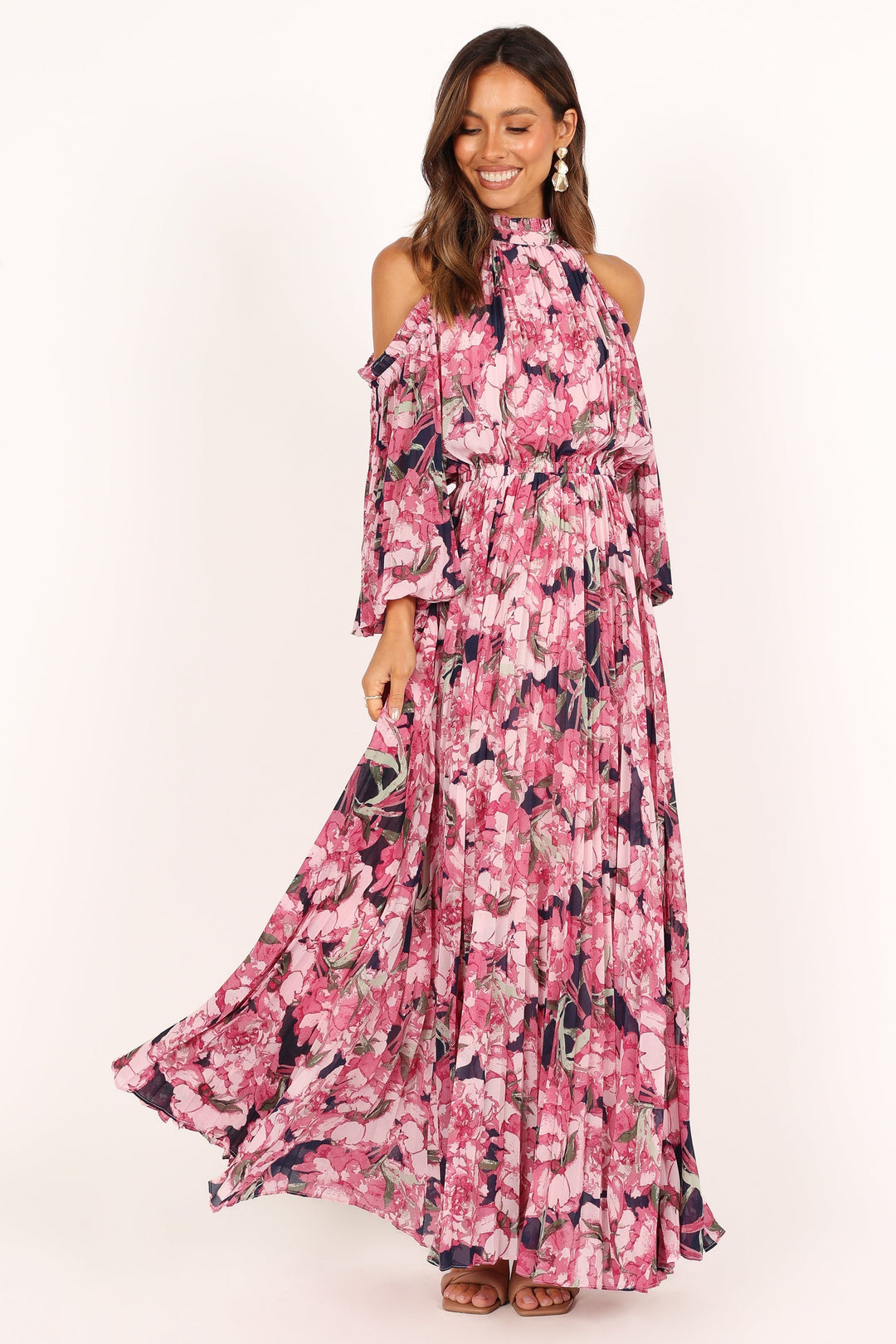 Hilary Plissé Maxi Jurk - Roze Bloemen