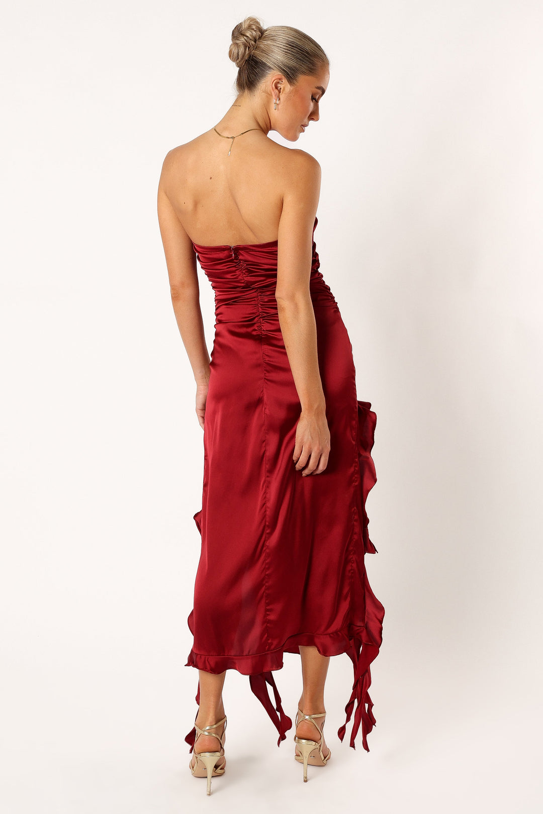 Lee Strapless Midi Dress - Wijn