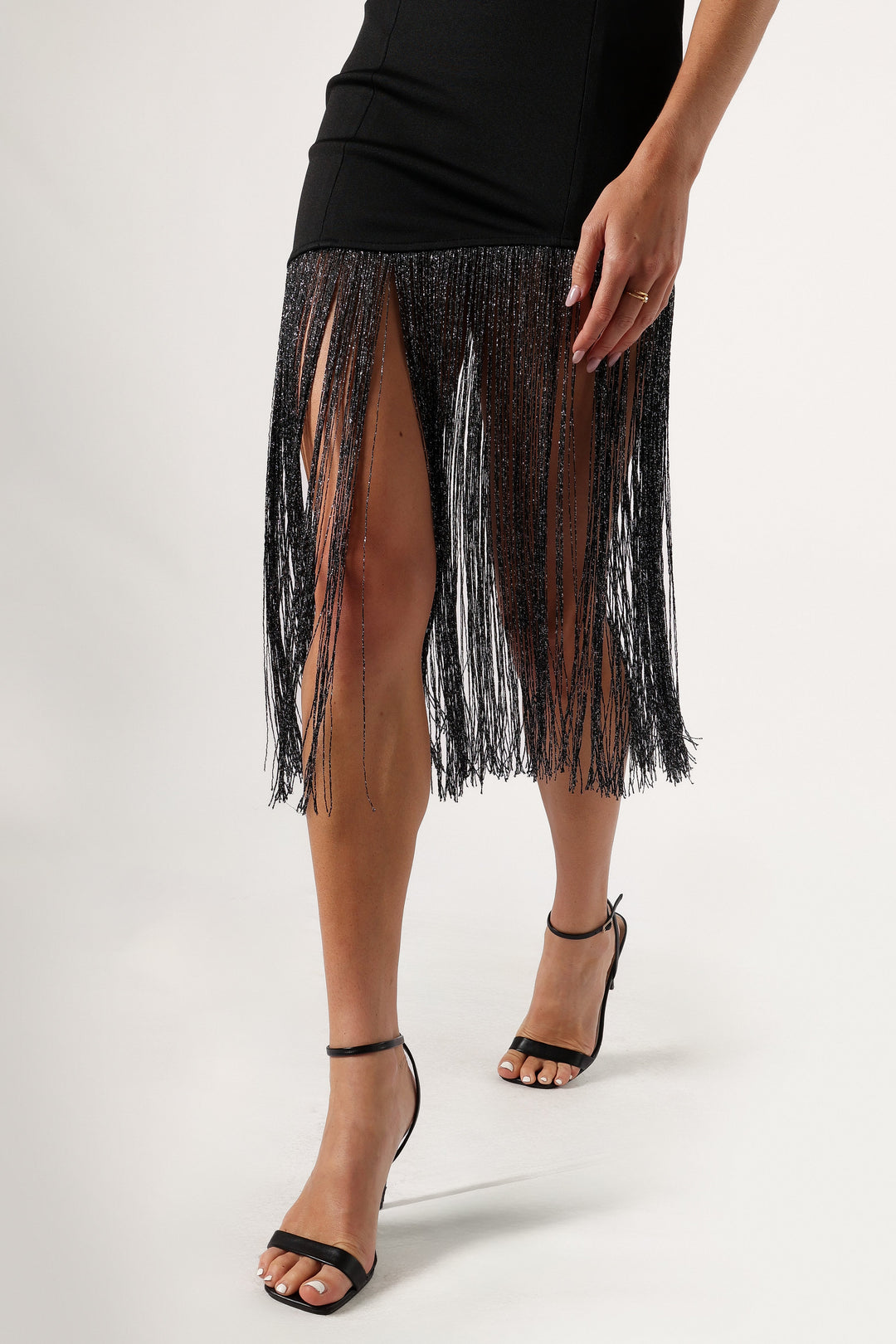 Padam Strapless Midi Jurk - Zwart