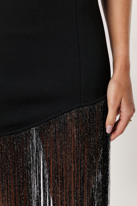 Padam Strapless Midi Jurk - Zwart