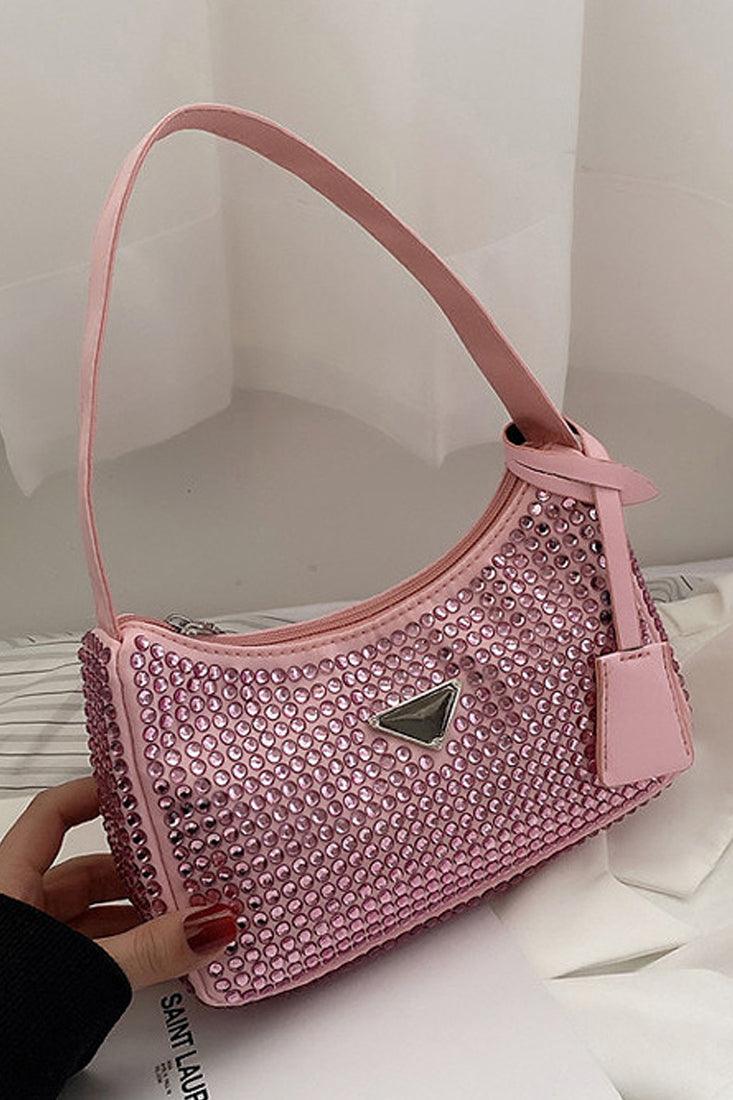 Roze Rhinestones Mini Handtas