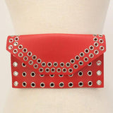 Rode Cut Out Faux Leather Mini Heuptas