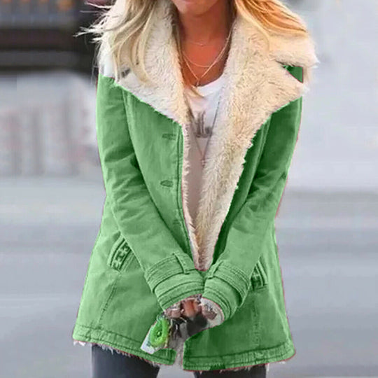 Dames Winterjas met Zachte Voering | Oversized Omgeslagen Kraag | Gezellige Winterjas