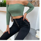 Damesjeans met hoge taille en striksluiting