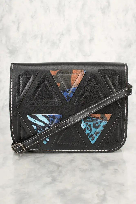 Sexy Zwart Blauw Dierenprint Geometrische Faux Leer Mini Schoudertas