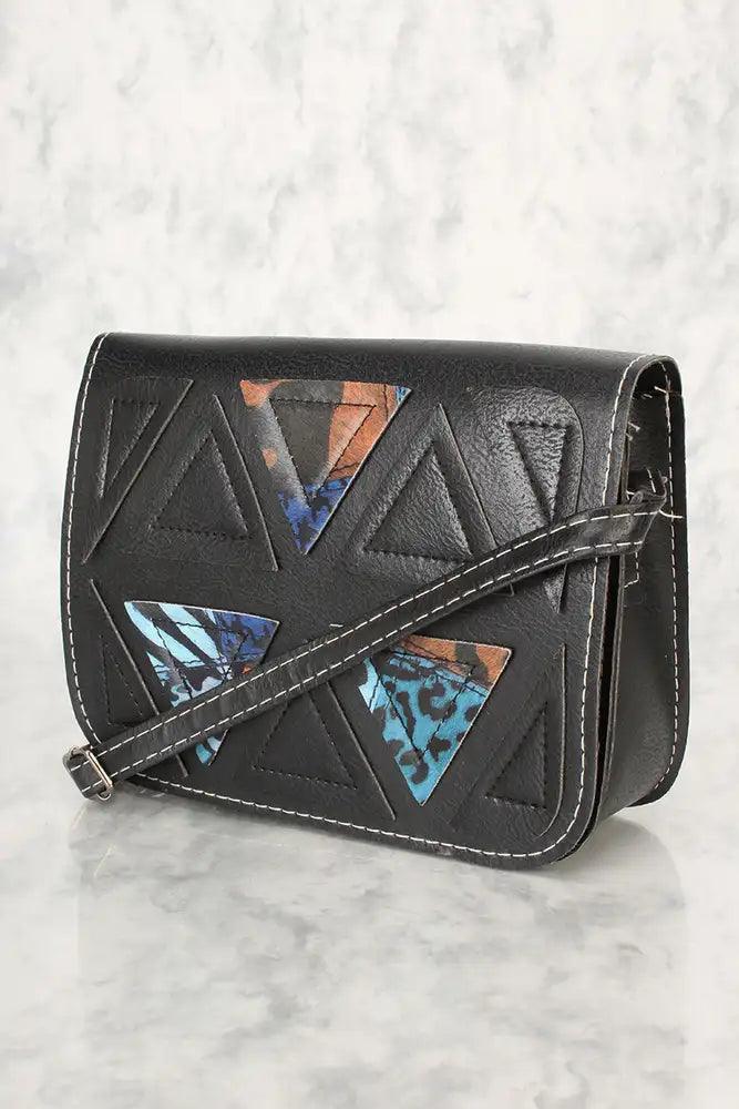 Sexy Zwart Blauw Dierenprint Geometrische Faux Leer Mini Schoudertas