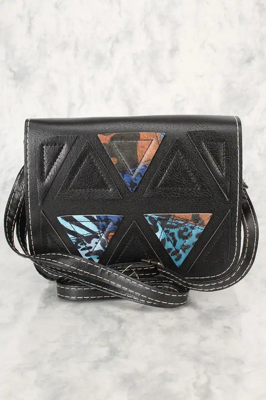 Sexy Zwart Blauw Dierenprint Geometrische Faux Leer Mini Schoudertas