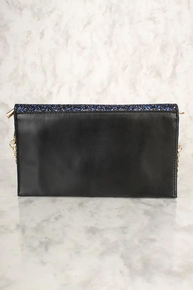 Sexy Zwarte Glitters Faux Leer Envelop Crossbody Handtas