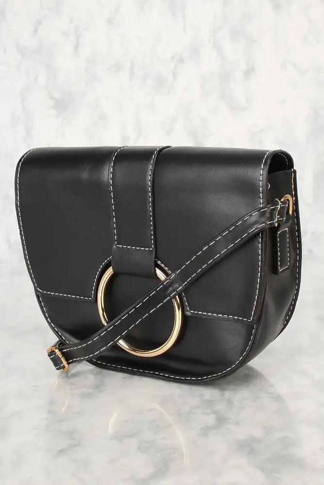 Sexy Zwarte O-Ring Kleine Schouderhandtas – Modern & Elegant