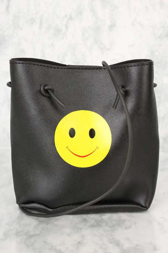 Sexy Zwarte Smiley Gezicht Print Kleine Schouder Handtas