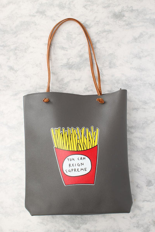 Sexy Houten Frietjes Print Casual 2Pc. Tote Handtas