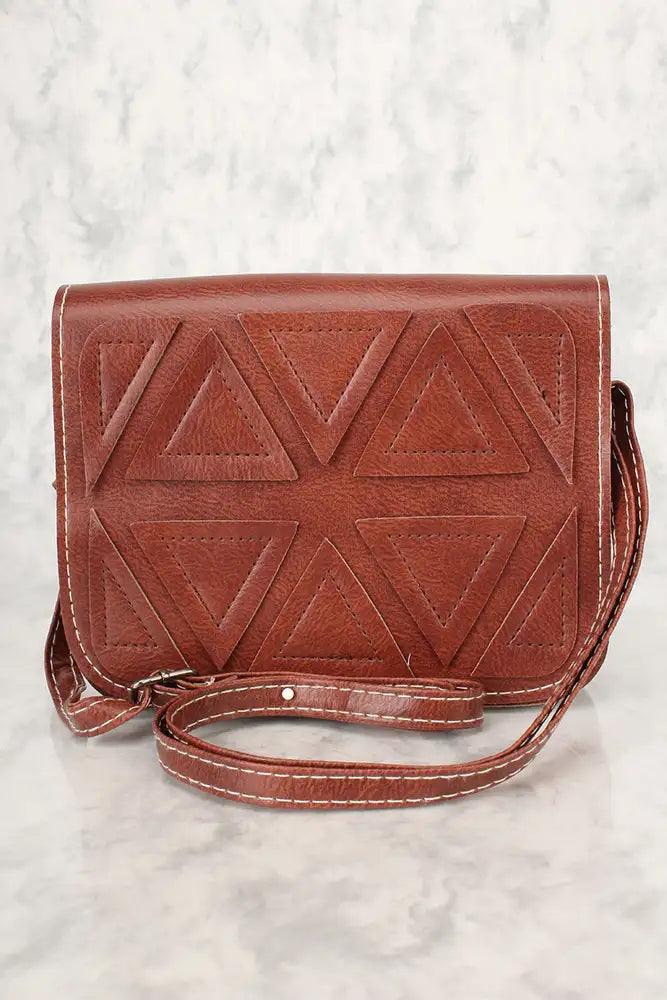 Sexy Cognac Geometrische Faux Leer Mini Schouder Handtas