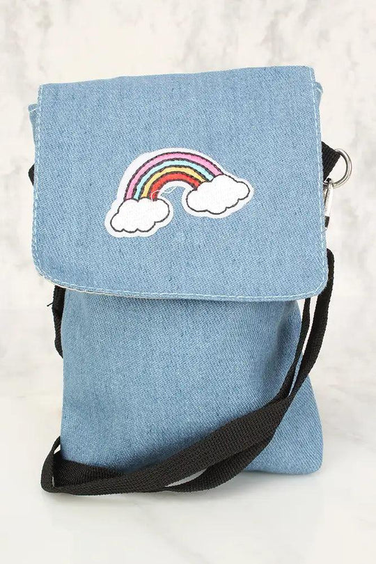 Sexy Denim Regenboog Patch Mini Schoudertas