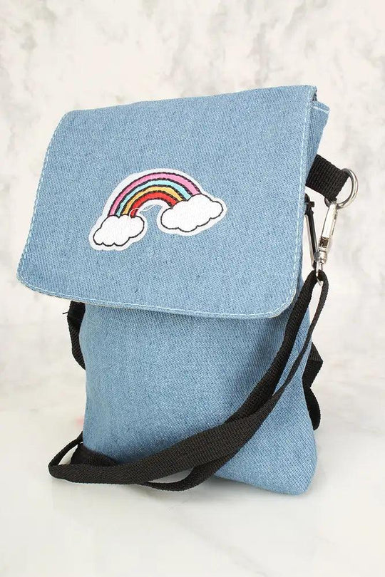 Sexy Denim Regenboog Patch Mini Schoudertas