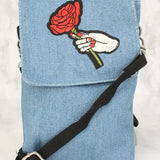 Sexy Denim Rode Cactus Patch Mini Schoudertas/Handtas
