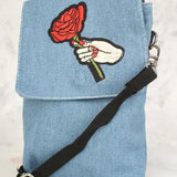 Sexy Denim Rode Cactus Patch Mini Schoudertas/Handtas