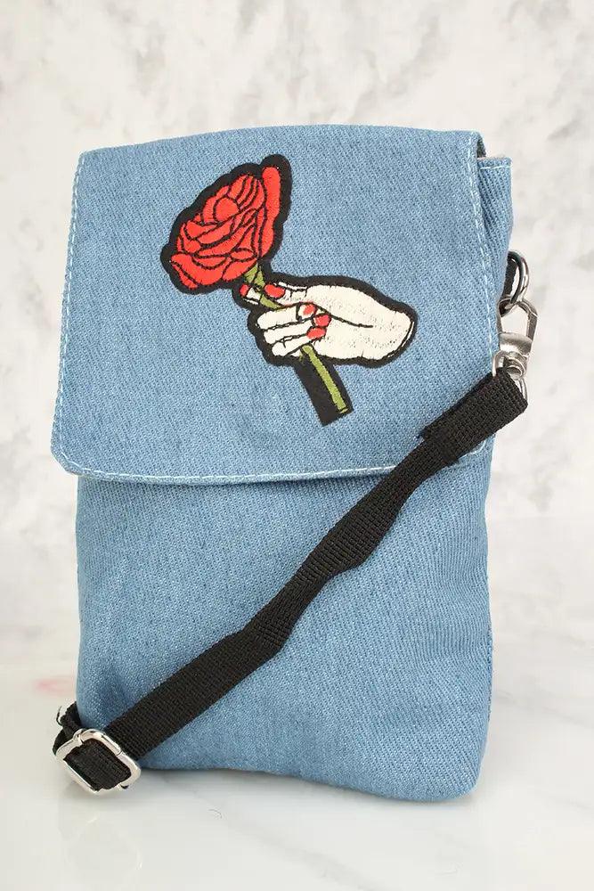 Sexy Denim Rode Cactus Patch Mini Schoudertas/Handtas