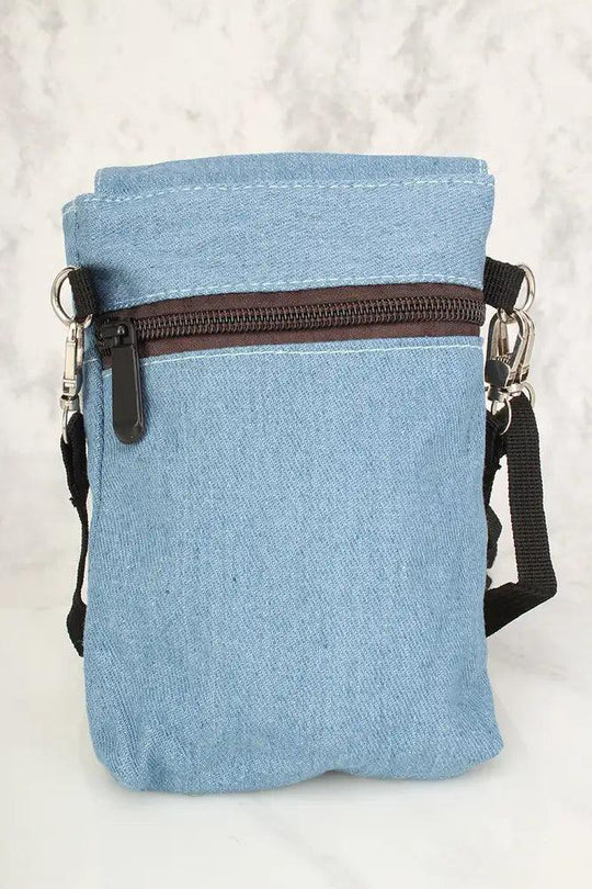 Sexy Denim Rode Cactus Patch Mini Schoudertas/Handtas
